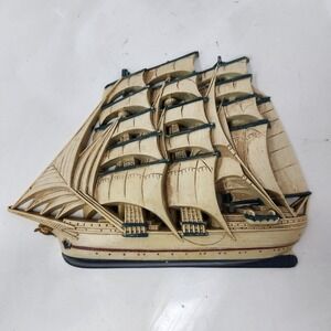 Vintage Burwood Products Nautical Sailing Ship Wall Hanging Home Interiors